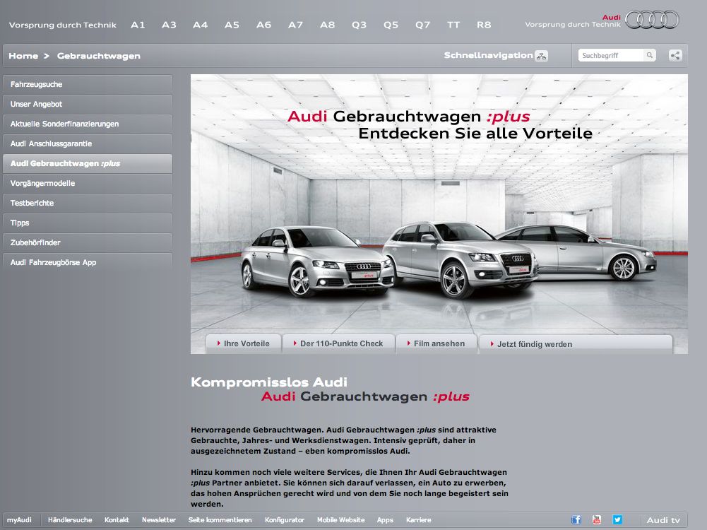 Audi Gebrauchtwagen und Gebrauchtwagen APP