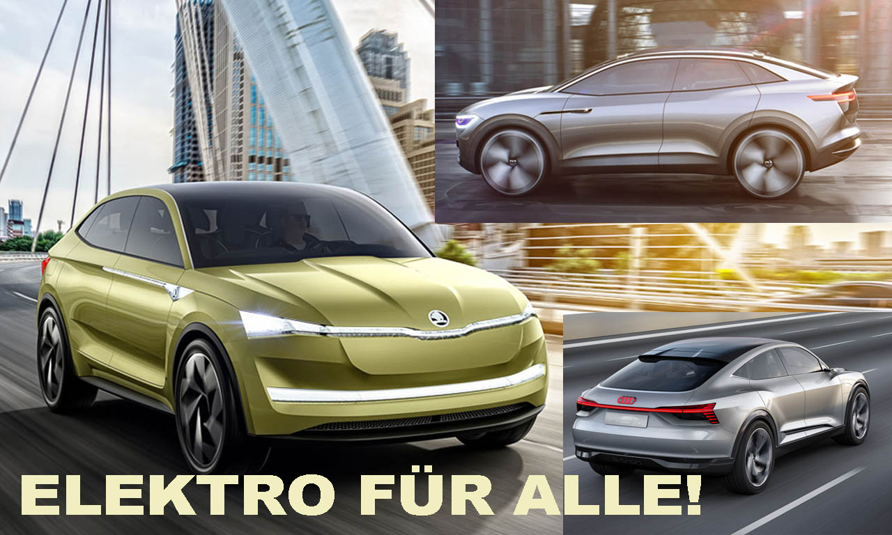 Skoda Vision E, VW I.D. Crozz und Audi e-tron Sportback sind das neue MEB-Dreigespann!