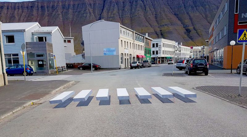 Zebrastreifen dreidimensional auf Island