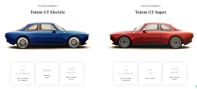 Totem GT Super: Retro Alfa Romeo mit bis zu 750 PS Totem GT Electric und Totem GT Super 2024 im Vergleich 750x341 - Totem GT Super: Retro Alfa Romeo mit bis zu 750 PS