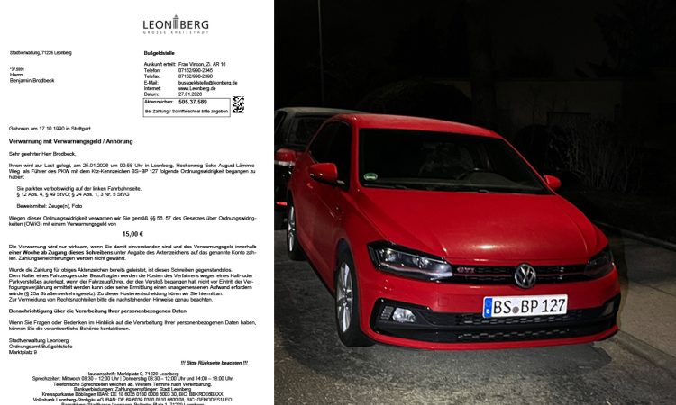 Strafzettel Parkverbot Strafe VW Polo GTI AUTOmativ.de Bussgeldbescheid 750x450 - Mythos Knöllchen-Tricks: Was wirklich stimmt – und was nicht