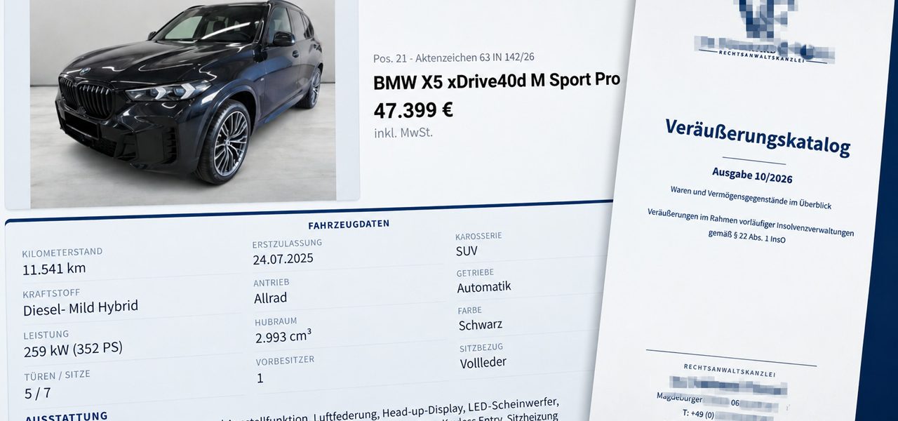 BMW X5 im Veraeußerungskatalog Vorsicht vor gefälschten Insolvenzverkäufen: BMW X5 zum Schnäppchenpreis entpuppt sich als Betrugsverdacht